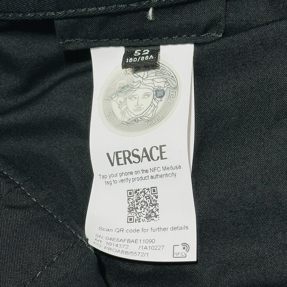Versace Pants Men IT 52/ US 36 Black Barocco Cotton Twill Straight Leg NWT $900 - Picture 8 of 14